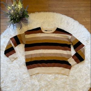 Active USA sweater stripped large over sized cozy soft comfortable fall winter